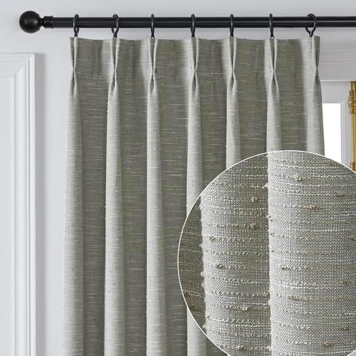 Gray 102 inches Long Pinch Pleat Semi Sheer Curtain for Living