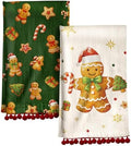 Miss Adola Christmas Kitchen Towels with Tassels - Cotton Christmas