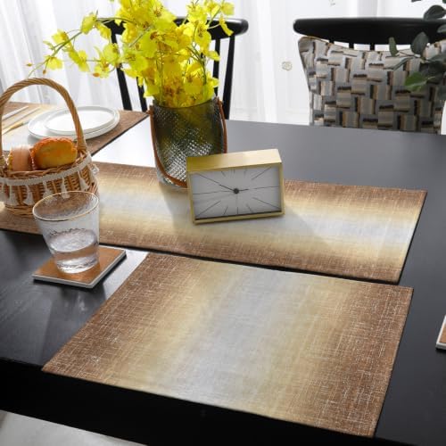 Modern Fabric Texture Table Runner and Placemats Set of 4 Farmhouse