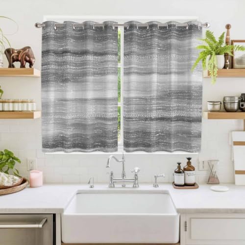 Grey Ombre Window Curtains 63 Inch Length 2 Panels Set, Vintage