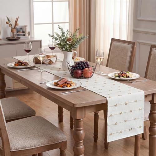 Artoid Mode Taupe Beige Boho Farmhouse Cotton Woven Table Runner