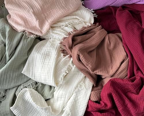 KyraHome 100% Organic Cotton 50"x60" Muslin Throw Blankets for Adults