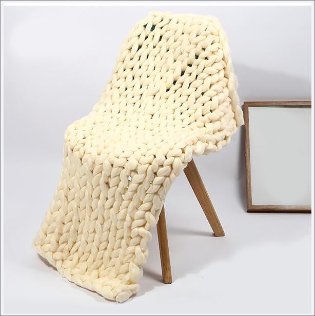 Chunky Knit Blanket Throw Cotton Throw Blanket 100% Handmade Warm &