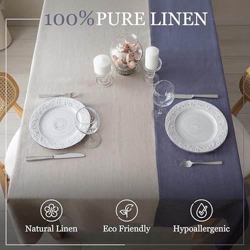 Linen Table Cloth for Rectangle Table 60x120 in - 100% Flax Fabric