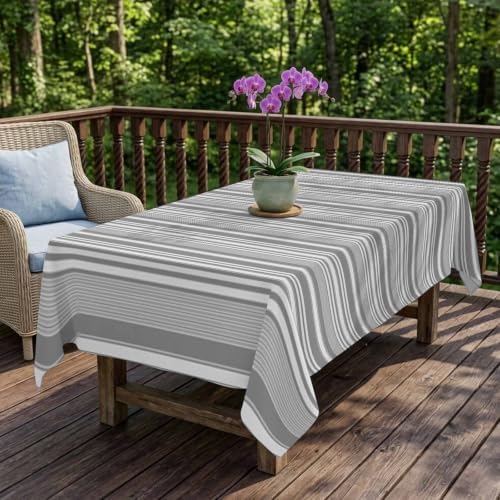 Rectangle Tablecloth, Neutral Textured Striped Waterproof Table Cloth