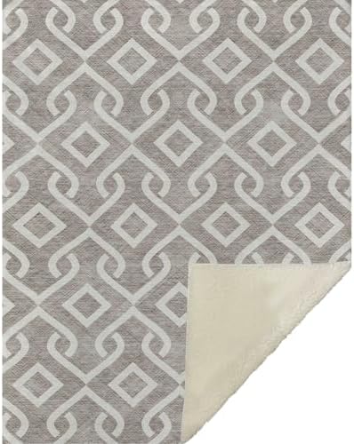 Addison Rugs ASB621 Taupe 50" x 70" Oversized Sherpa Throw Blanket