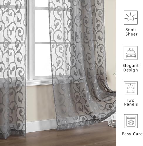 OWENIE Furman Sheer Curtains 63 inch Length for Bedroom Living Room 2