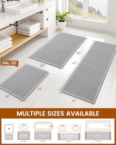 Smiry Waffle Bath Mat 60X24, Extra Soft Absorbent Bathroom Rugs, Light