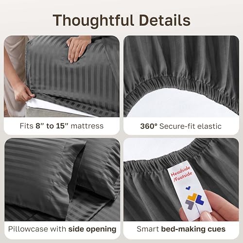 California Design Den 100% Cotton Sateen Twin Bed Sheet Set, 3 Pcs