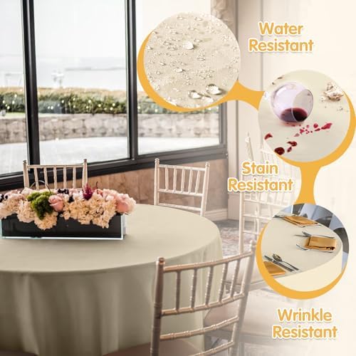 BRILLMAX 6 Pack Beige Round Tablecloths 70 Inch for 30"-48" Tables