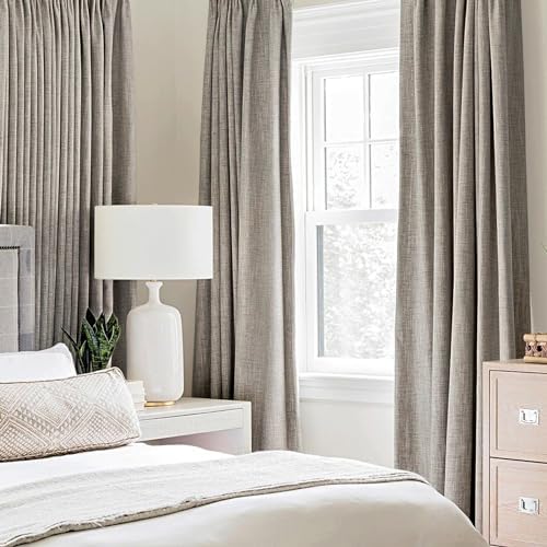 MIULEE 100% Blackout Linen Curtains for Bedroom 52x84 Inches Warm