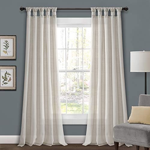Lush Decor Burlap Knotted Tab-Top Window Curtain Panel Pair, 45"W x