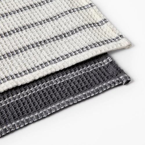 Figmint Waffle Kitchen Towels (4pk Dish Cloth Set Dark Gray) 12"x12"