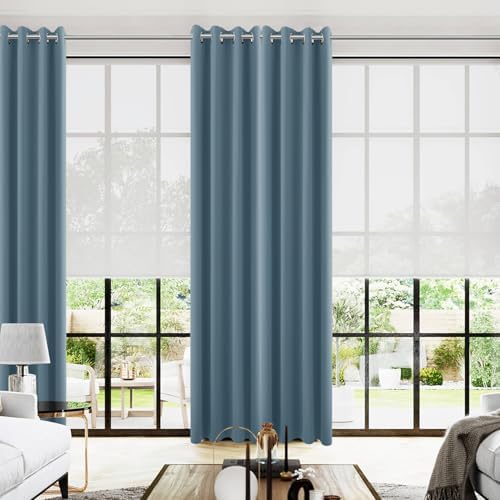 KOUFALL 108 Inch Long Blackout Curtains for Living Room, Grommet Silk