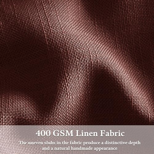 Chestnut Brown Thick Linen Pleated Light Filtering Curtains 96 Inch