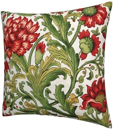 Vintage Floral Decorative Pillow Covers 18x18 Set of 2 Red Flower