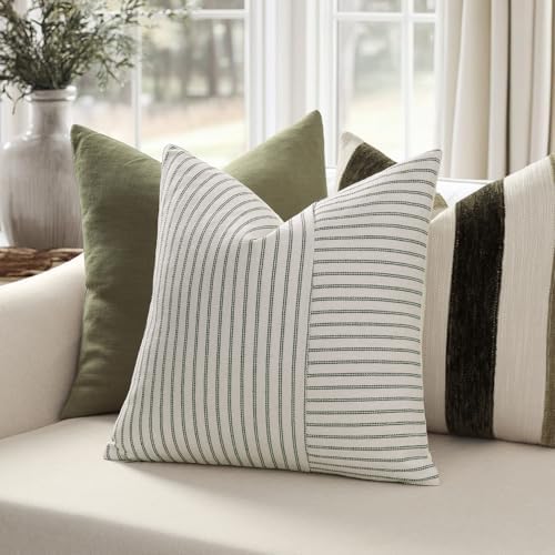 YCOLL Farmhouse Pillow Covers 20x20, Modern Accent Square Throw Pillow