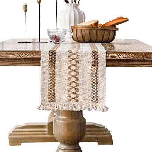 Burlap Table Runners Farmhouse Boho Long Table Runner Woven Cotton