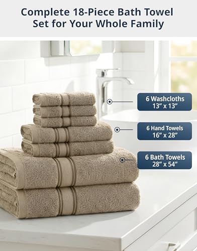 LANE LINEN Bathroom Towel Set 18 Piece Soft Absorbent Quick Dry