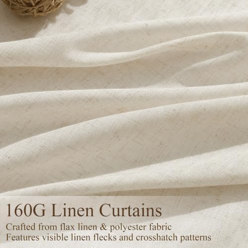 Naturoom Linen Curtains 84 Inch Long for Living Room Birch Beige 2