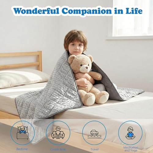 MAXTID Weighted Blanket for Kids, 4lbs Grey 36x48 inches, Reversible