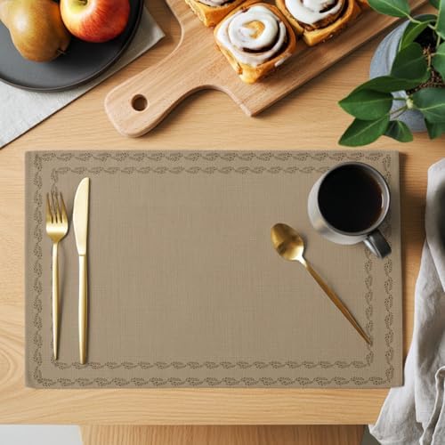 Placemats Set of 8 Minimalist Tan Place Mats for Dining Table Modern