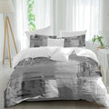Grey Abstract Bed Duvet Cover Queen Size Bedding Set, Washed Patterned