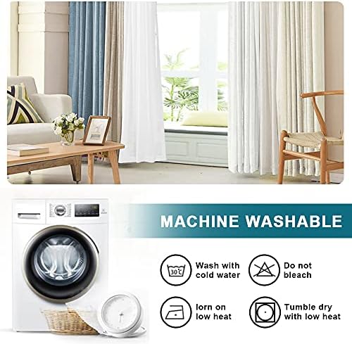 Turquoize Tab Top Linen Curtains Natural Linen Sheer Curtains for