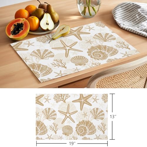 Placemats Set of 8, Khaki Coastal Summer Woven Placemat, Linen Place