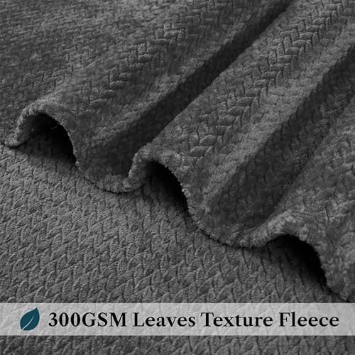 PAVILIA Soft Plush Fleece Twin Blanket for Couch Sofa Bed, Dark Gray