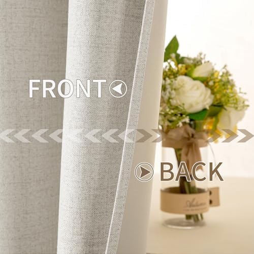 MIULEE 100% Blackout Linen Curtains for Bedroom 52x84 Inches Linen