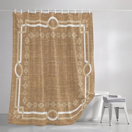Taupe Gray Botanical Shower Curtain, Vintage Florals Geometric