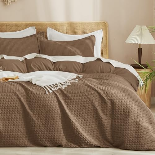 PHF Waffle Duvet Cover California King, Soft & Breathable, 104"x98"