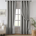 100% Blackout Curtains for Bedroom, Double Layer Grey 108" L