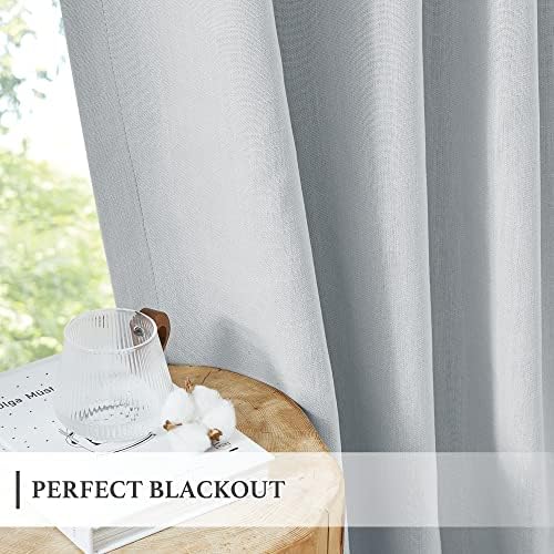 RYB HOME Faux Linen Living Room Curtains Pinch Pleated, Light Block