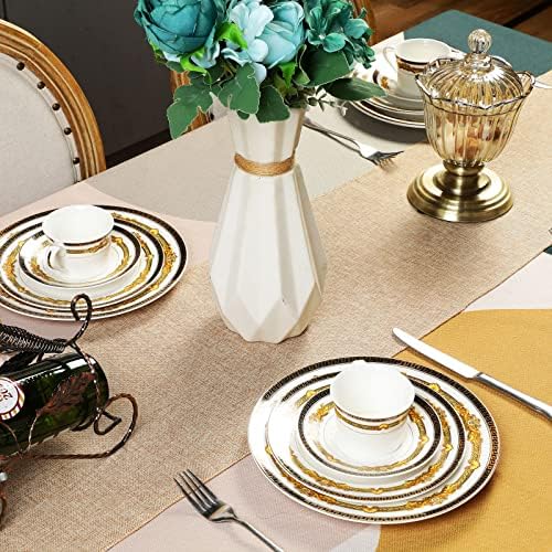Breling 10 Pcs 12 x 71 Inch Rustic Polyester Table Runners, Khaki