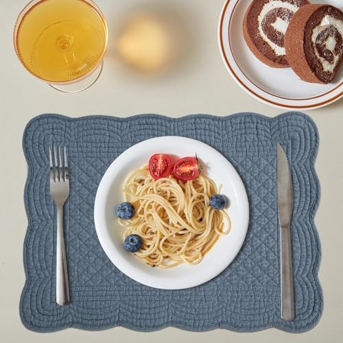 HOMBYS Quilted Placemats Set of 4 Washable-Rectangular Placemats for