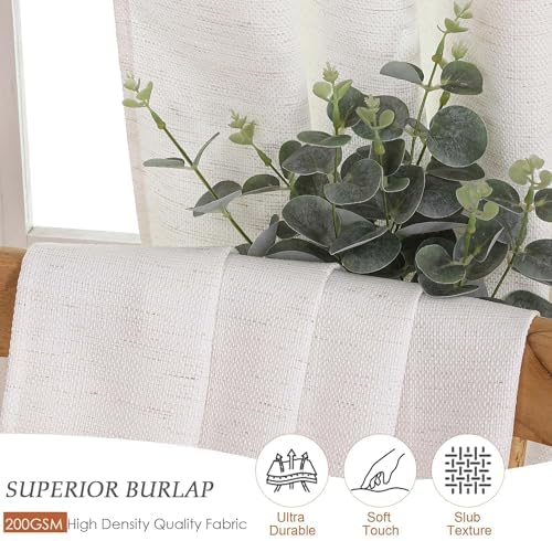 Natural Window Curtains 84 Inches Long 2 Panels Set, Faux Linen