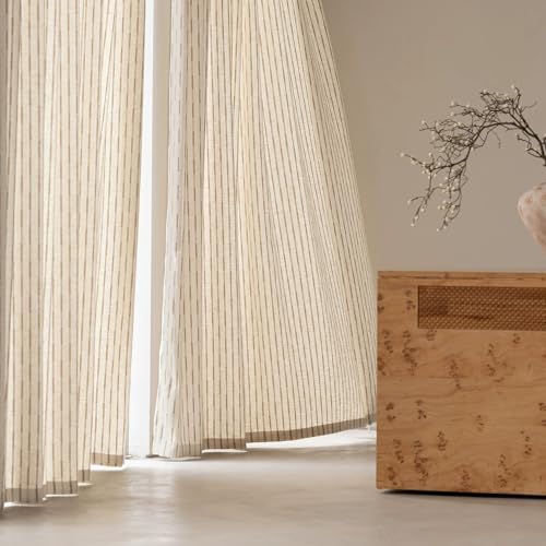 Decorative Back Tab Linen Curtains, Yarn Dyed Jacquard Mudcloth