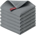 Kitinjoy 100% Cotton Waffle 6-Pack Kitchen Towels, 12" x 12", Grey