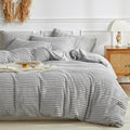 WARMDERN Grey Boho Duvet Cover Set Queen Size, Tuft Texture, 3-Piece