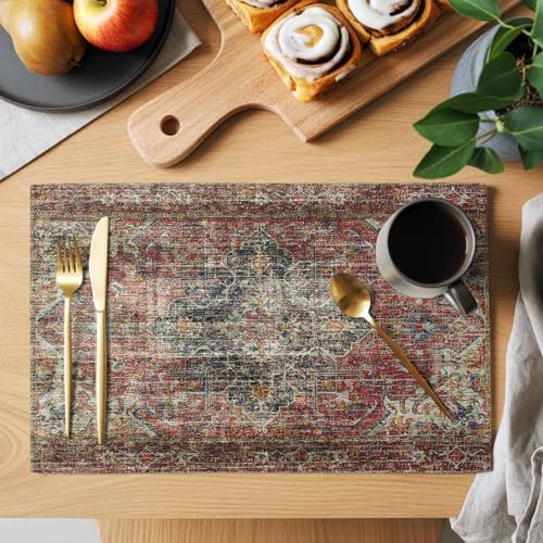 Placemats Set of 8, Boho Vintage Woven Placemat, Linen Place Mats for