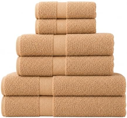 100% Cotton 6 Piece Towel Set for Bathroom - Beige