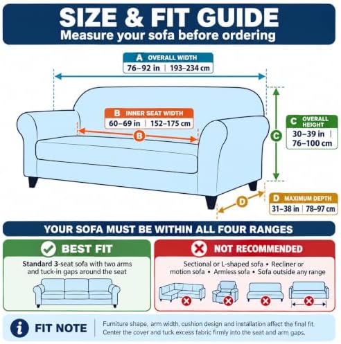 Couch Cover 95% Polyester 5% Spandex Seater Couch Sofa Cover 1-Piece