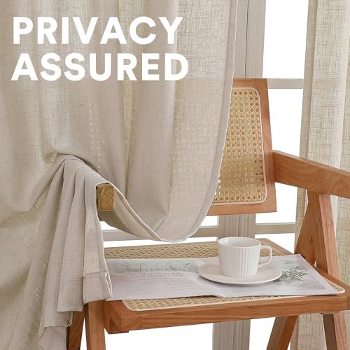 PrinceDeco 108 Inches Natural Linen Curtains for Living Room Extra
