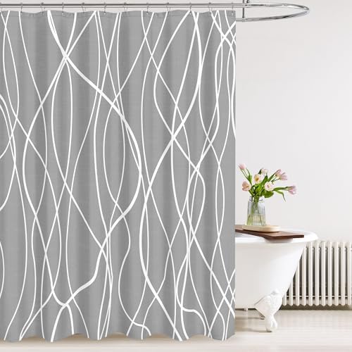 Tititex Morden 140gms Faux Linen Fabric Bath Shower Curtain Set