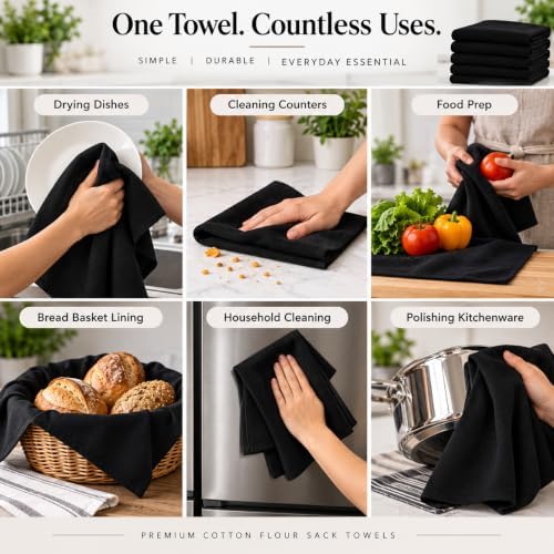 DG Collections 100% Cotton Flour Sack Towels – 12 Pack, 27x27 Inches