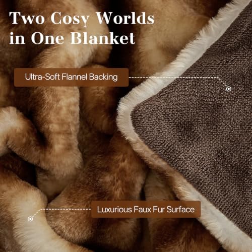 Ultra-Soft Faux Fur Throw Blanket - 60"x80", Brown