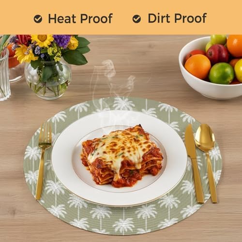 Rustic Tropical Trees Round Braided Placemats Set of Set of 8 Heat