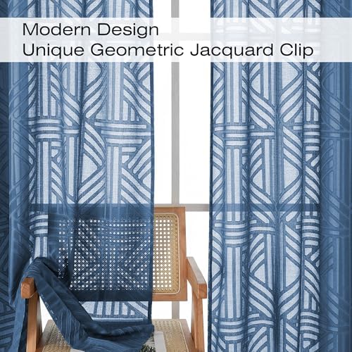 Simplebrand Dusty Blue Sheer Curtains 72 Inch Length 2 Panels for